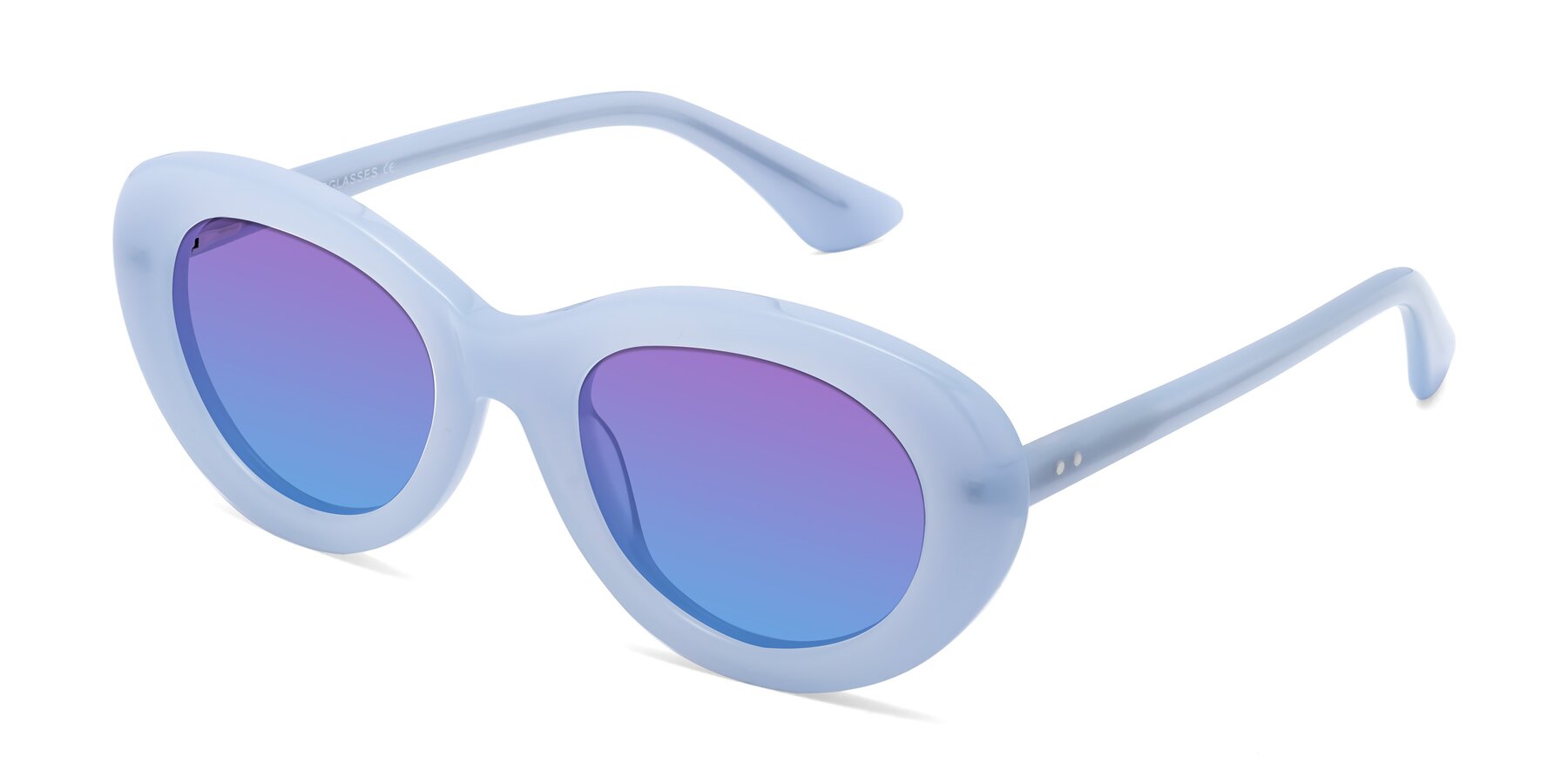 Angle of Taffeta in Blue with Purple / Blue Gradient Lenses