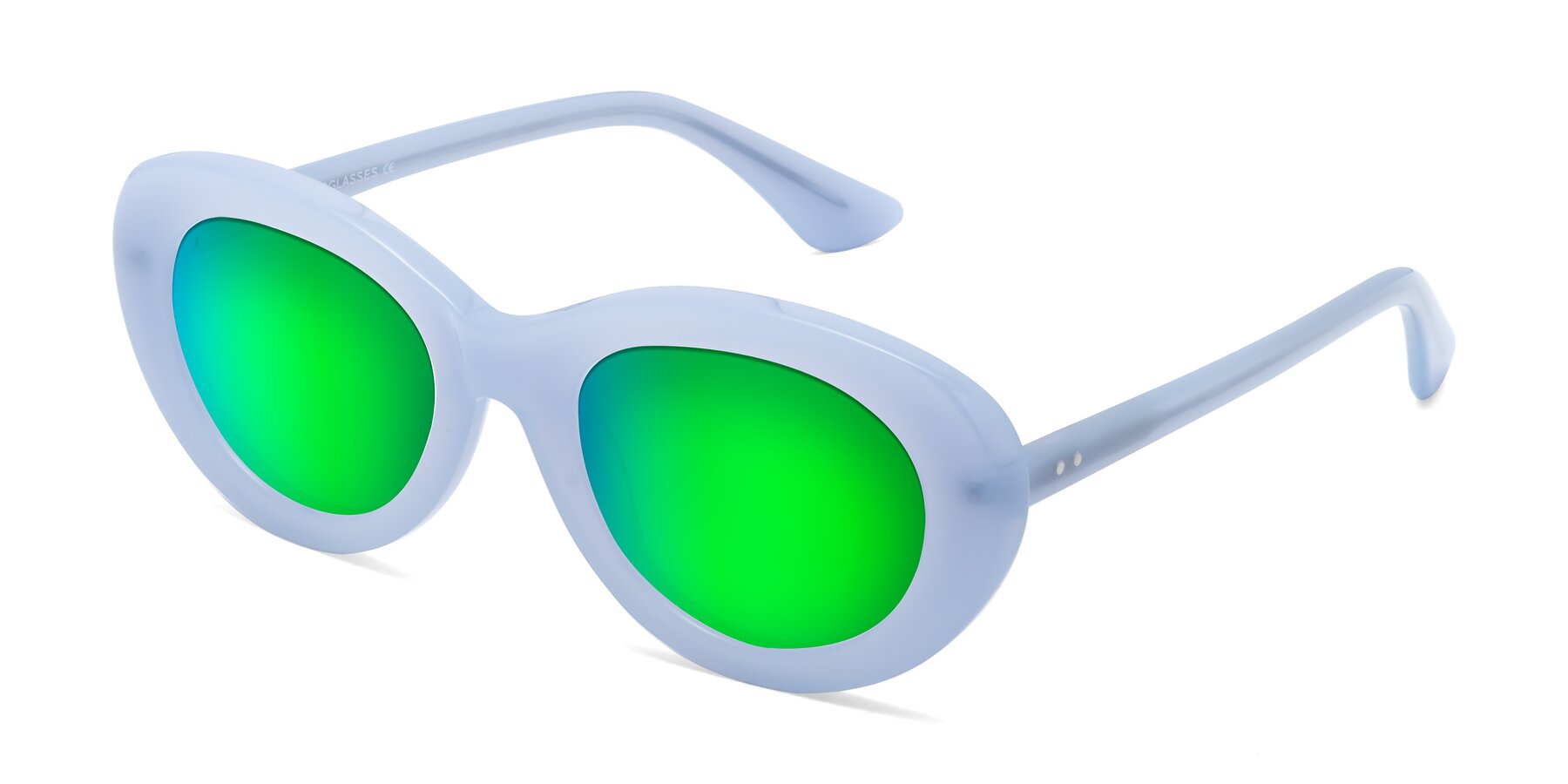 Angle of Taffeta in Blue with Green Mirrored Lenses