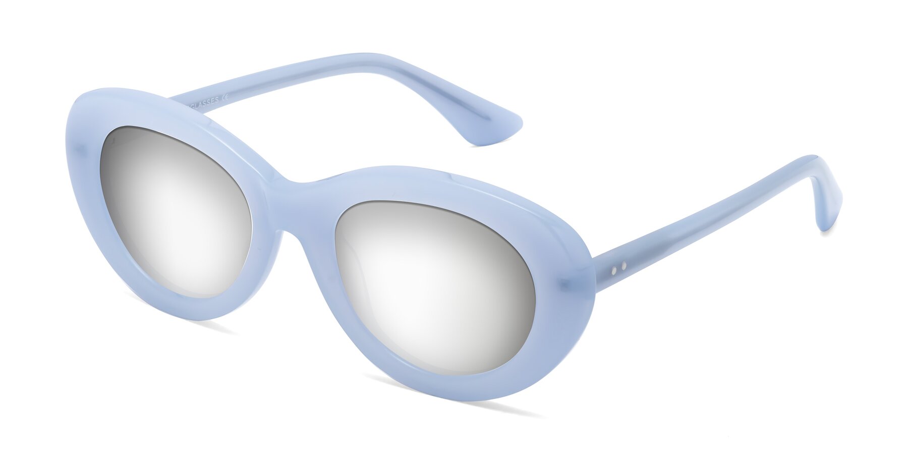 Angle of Taffeta in Blue with Silver Mirrored Lenses