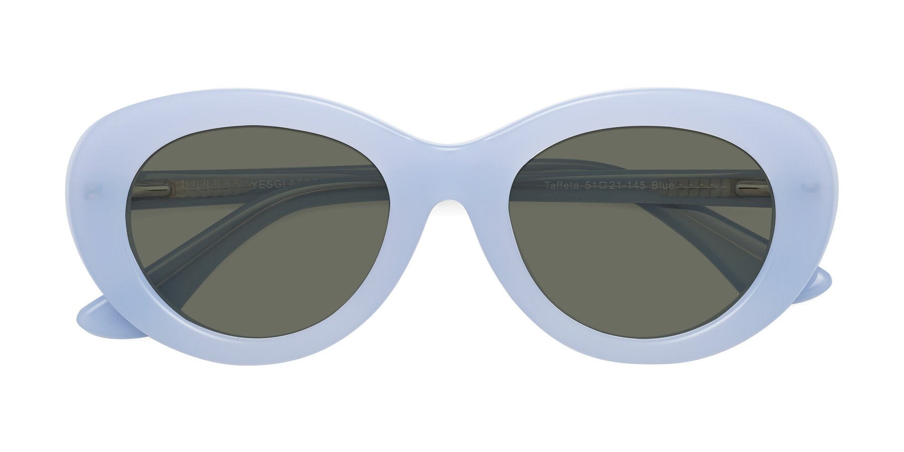 Folded Front of Taffeta in Blue with Gray Polarized Lenses