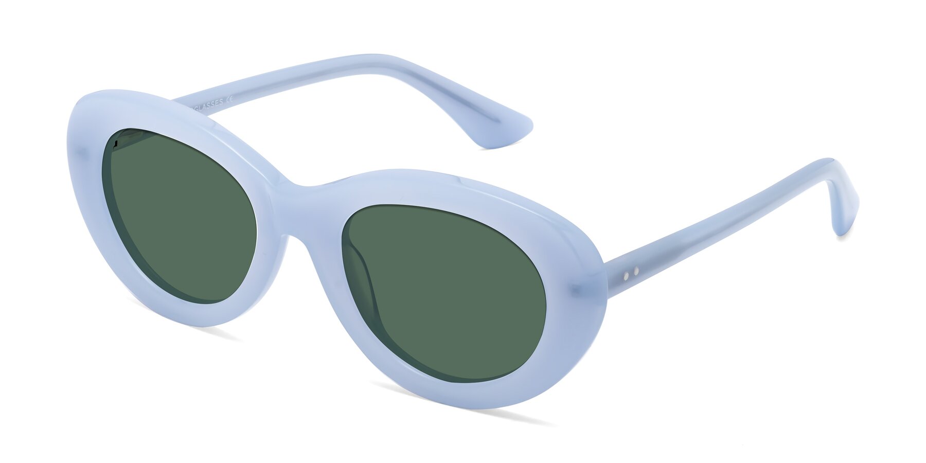 Angle of Taffeta in Blue with Green Polarized Lenses