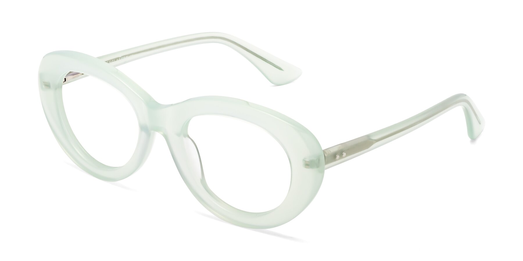 Angle of Taffeta in Light Green with Clear Eyeglass Lenses