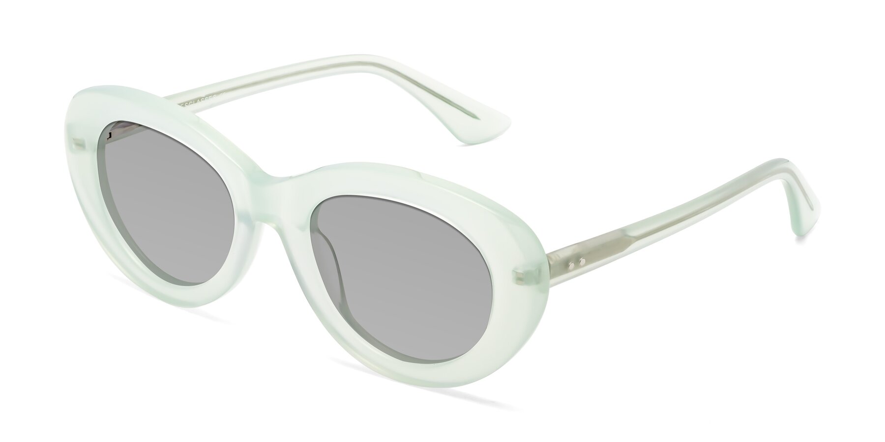 Angle of Taffeta in Light Green with Light Gray Tinted Lenses
