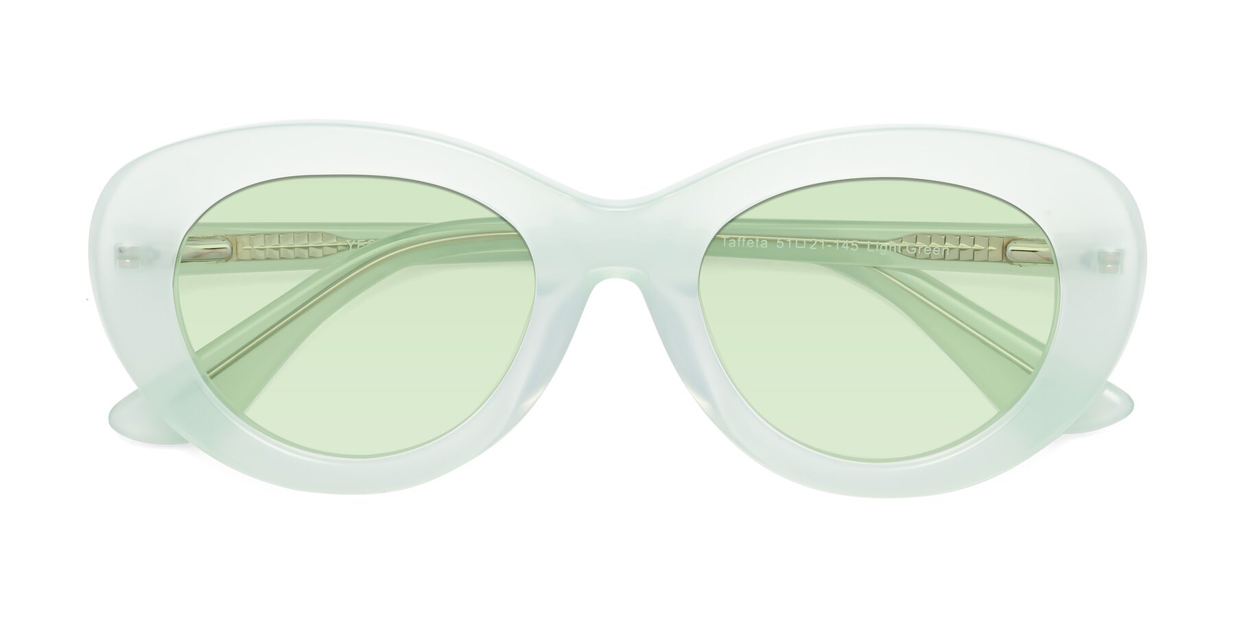 Folded Front of Taffeta in Light Green with Light Green Tinted Lenses