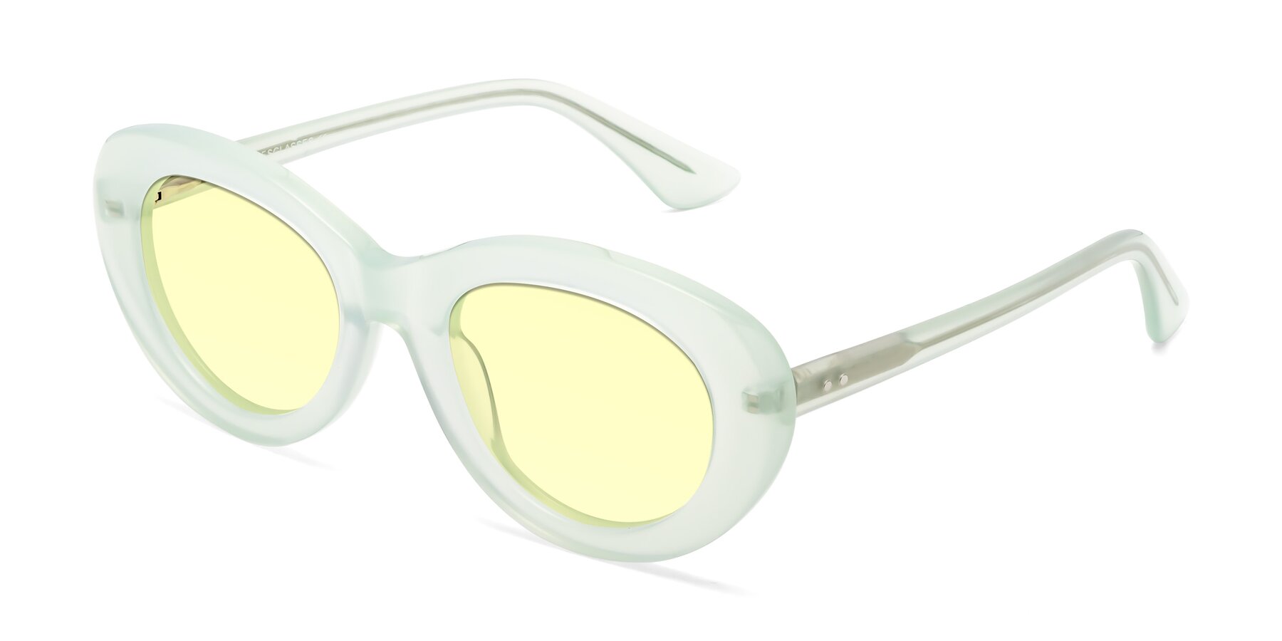 Angle of Taffeta in Light Green with Light Yellow Tinted Lenses