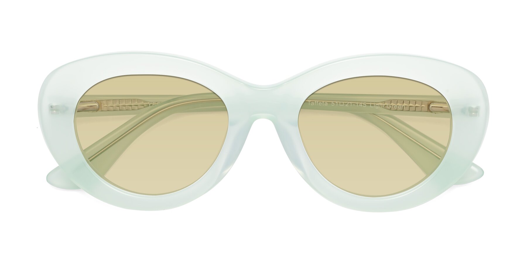 Folded Front of Taffeta in Light Green with Light Champagne Tinted Lenses