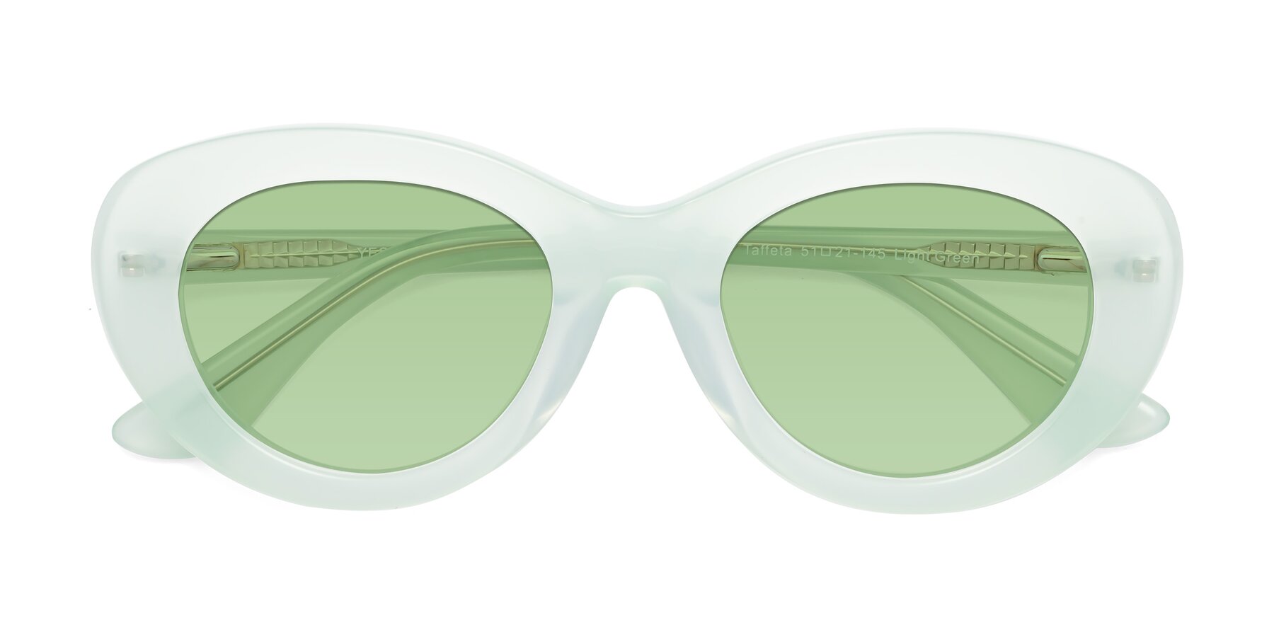 Folded Front of Taffeta in Light Green with Medium Green Tinted Lenses