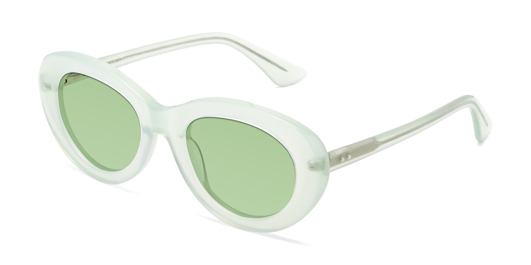 Angle of Taffeta in Light Green with Medium Green Tinted Lenses