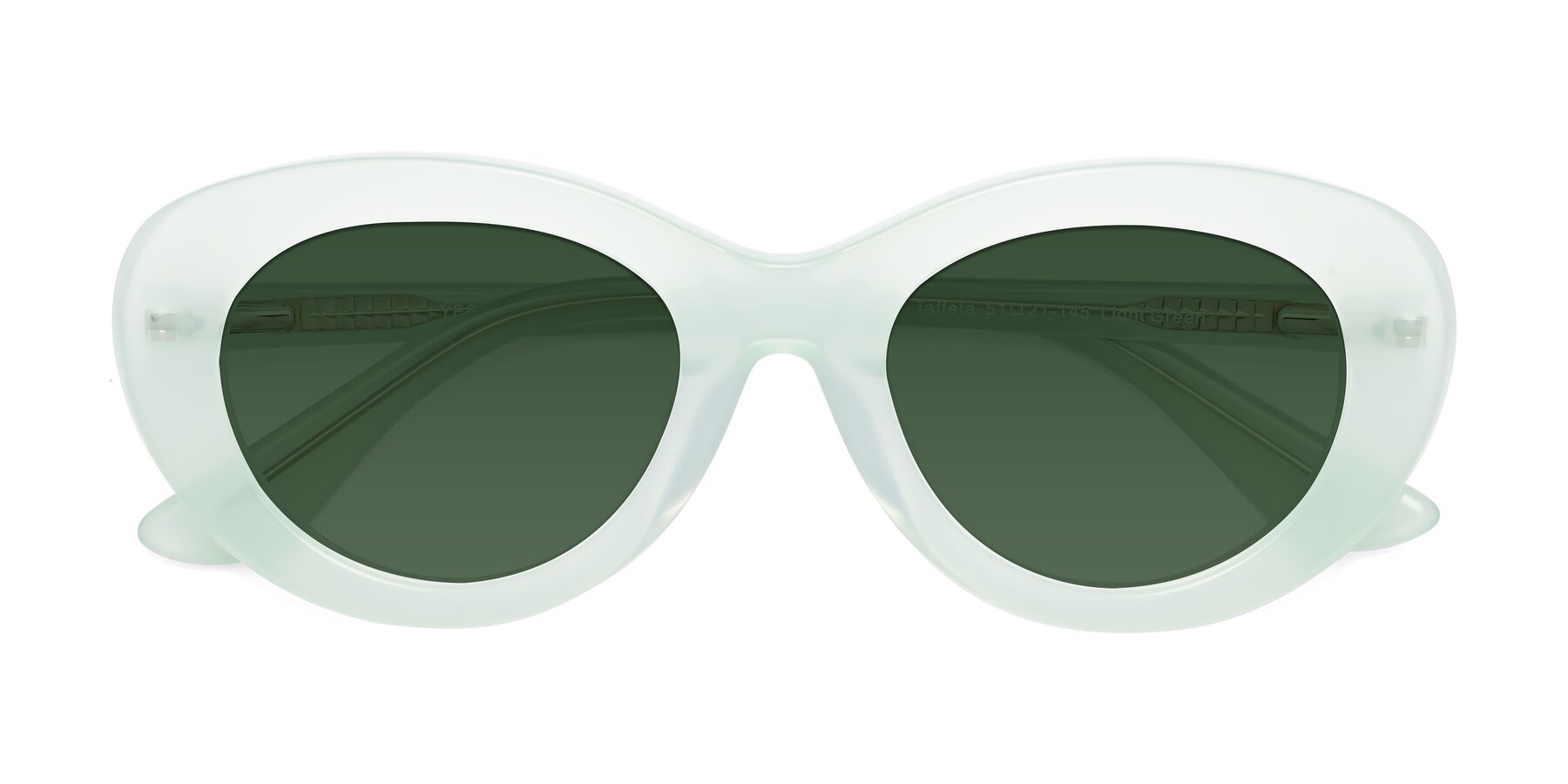 Folded Front of Taffeta in Light Green with Green Tinted Lenses