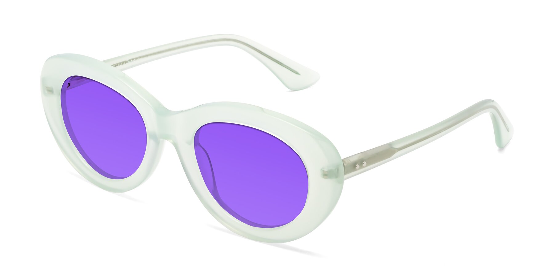 Angle of Taffeta in Light Green with Purple Tinted Lenses