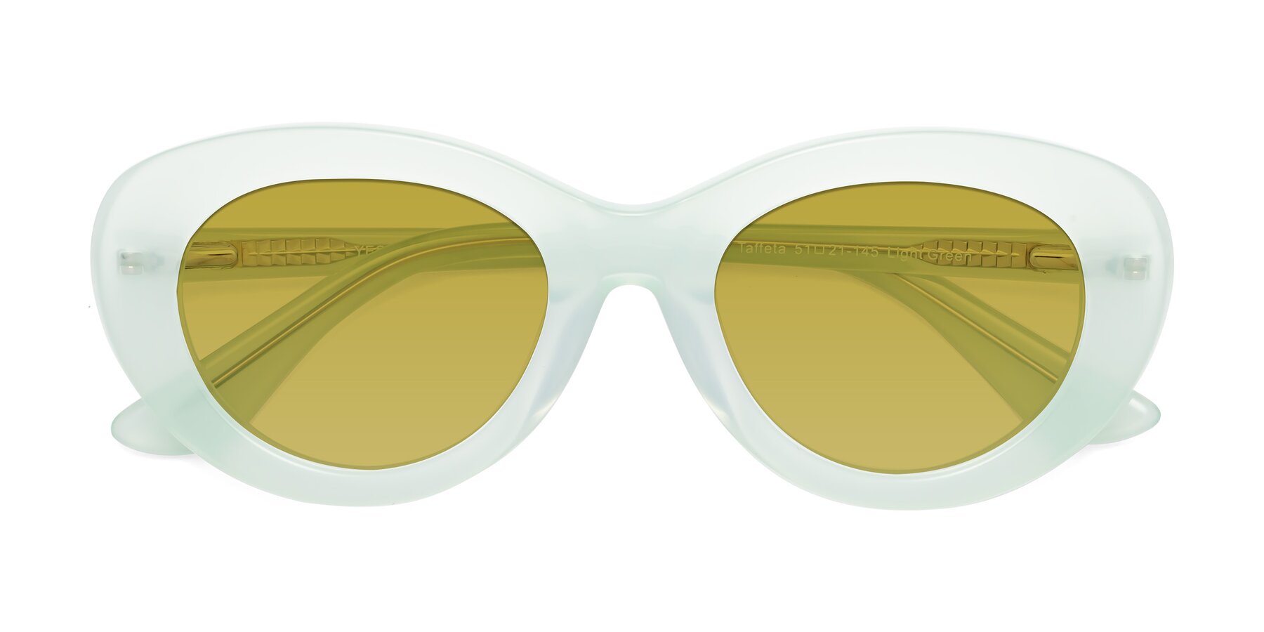 Folded Front of Taffeta in Light Green with Champagne Tinted Lenses