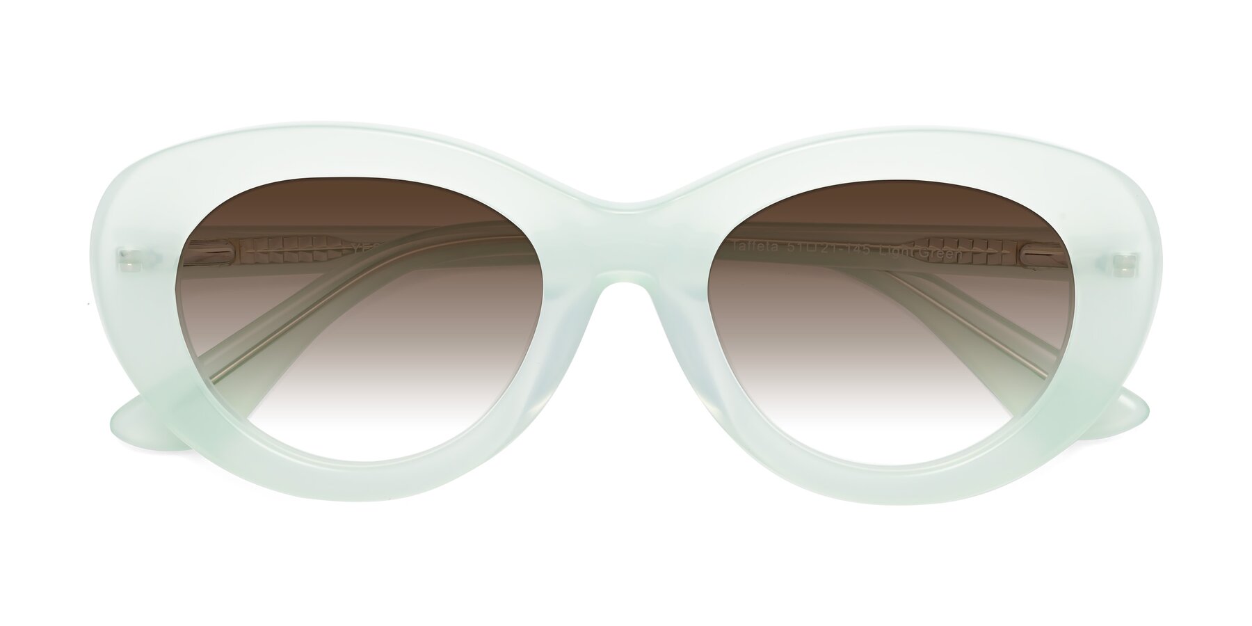 Folded Front of Taffeta in Light Green with Brown Gradient Lenses