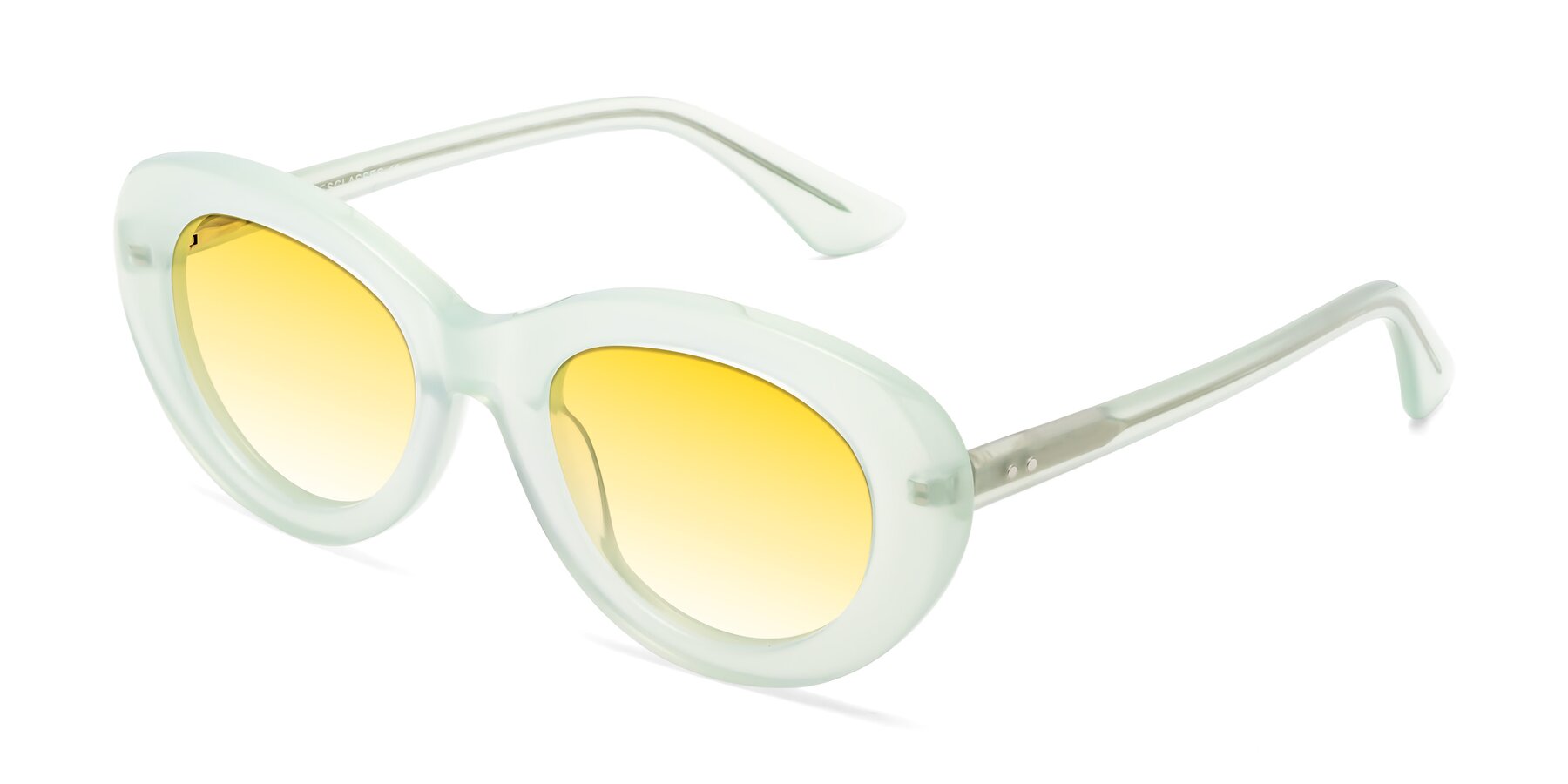 Angle of Taffeta in Light Green with Yellow Gradient Lenses