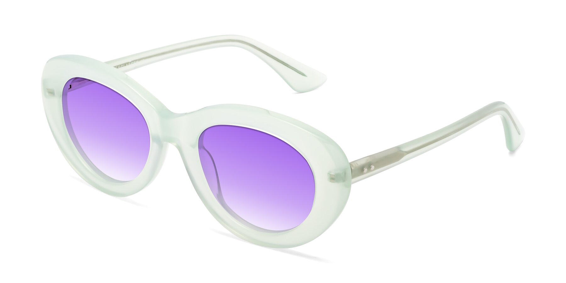 Angle of Taffeta in Light Green with Purple Gradient Lenses