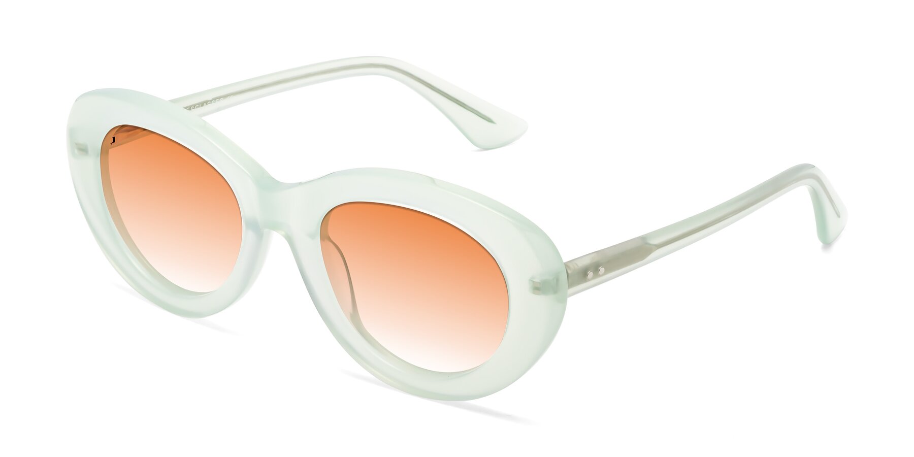 Angle of Taffeta in Light Green with Orange Gradient Lenses