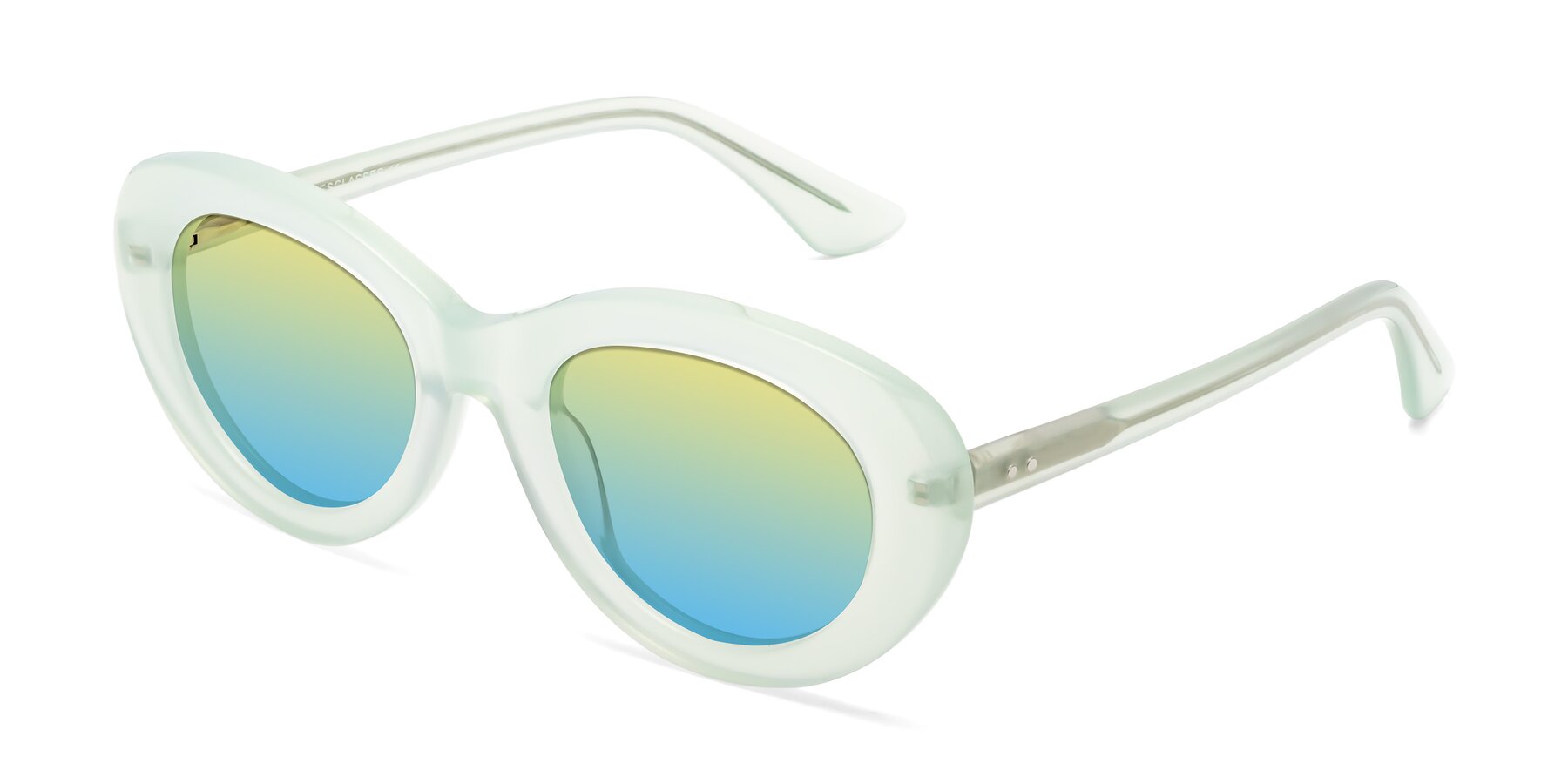 Angle of Taffeta in Light Green with Yellow / Blue Gradient Lenses