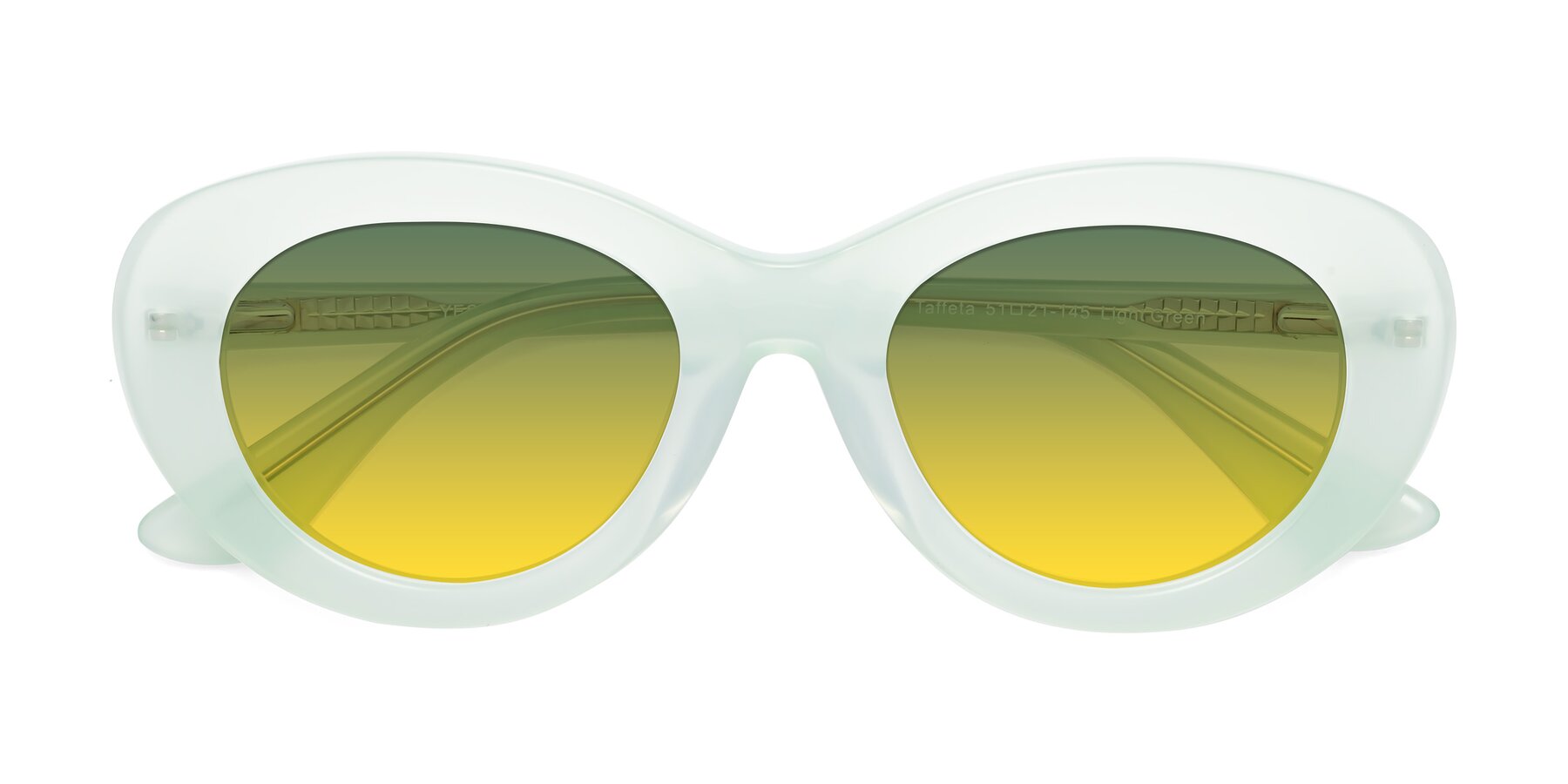 Folded Front of Taffeta in Light Green with Green / Yellow Gradient Lenses