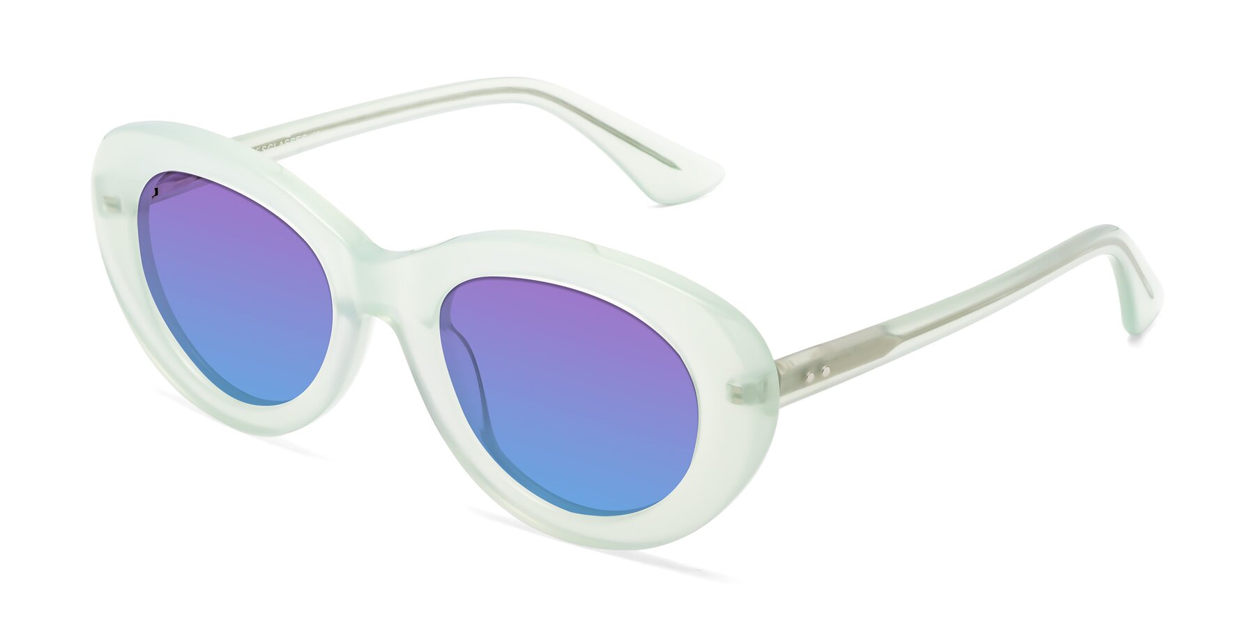Angle of Taffeta in Light Green with Purple / Blue Gradient Lenses