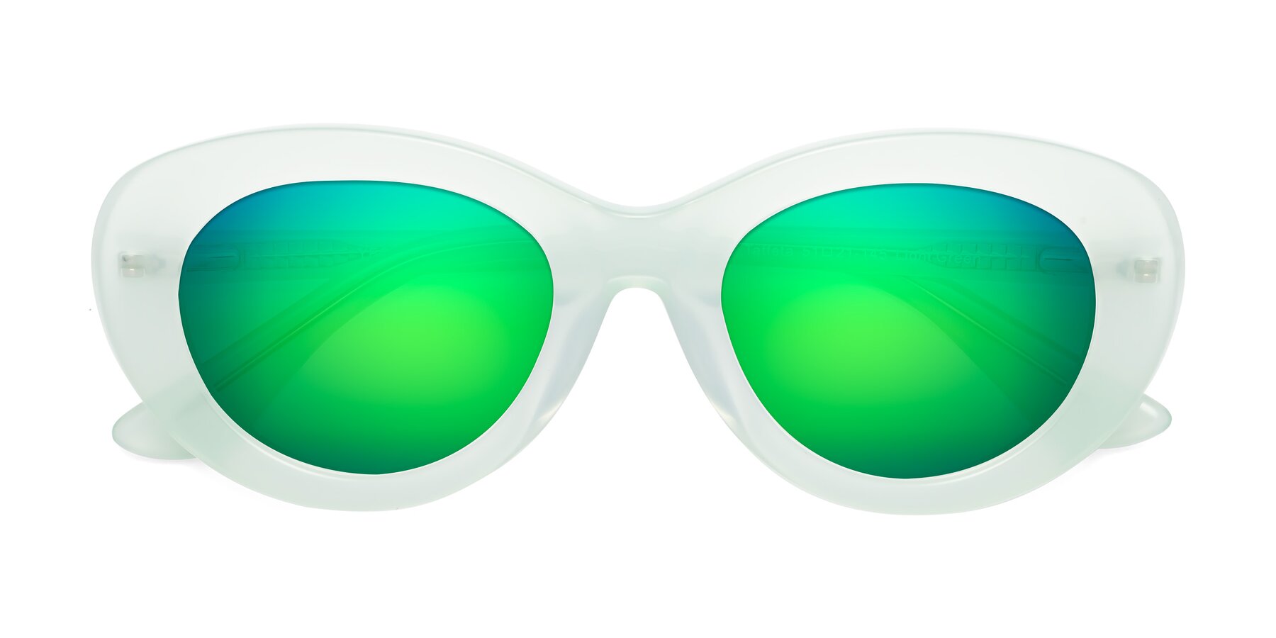 Folded Front of Taffeta in Light Green with Green Mirrored Lenses
