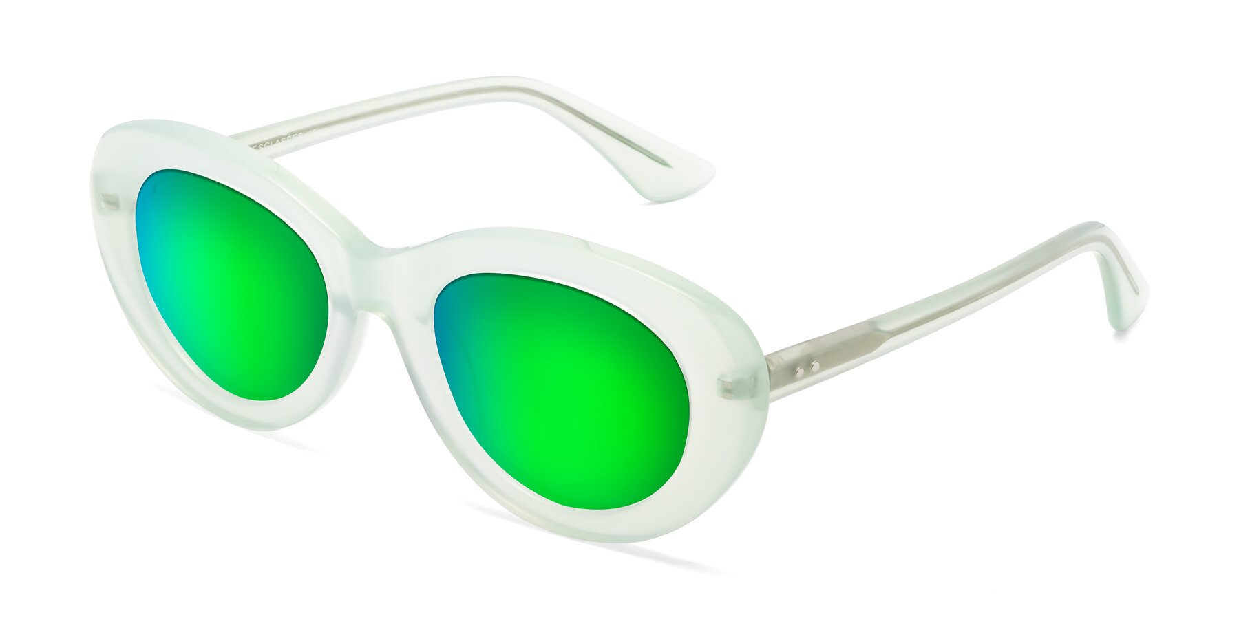 Angle of Taffeta in Light Green with Green Mirrored Lenses