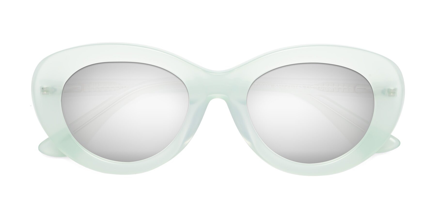 Folded Front of Taffeta in Light Green with Silver Mirrored Lenses