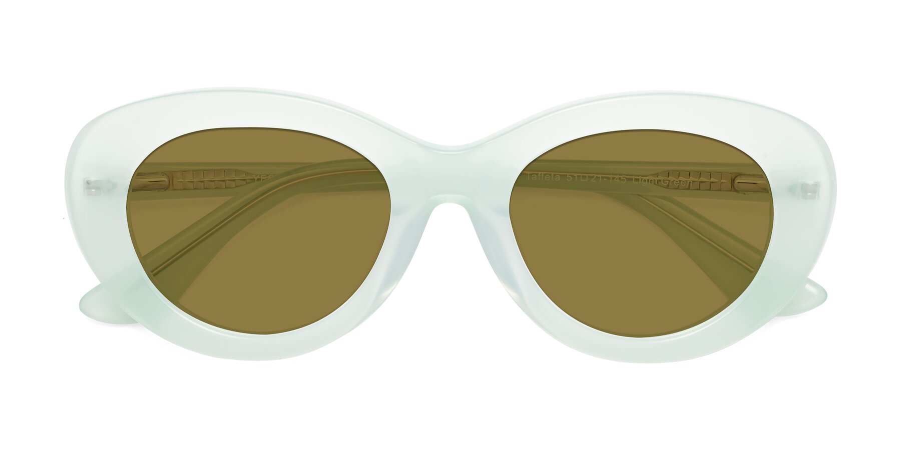 Folded Front of Taffeta in Light Green with Brown Polarized Lenses