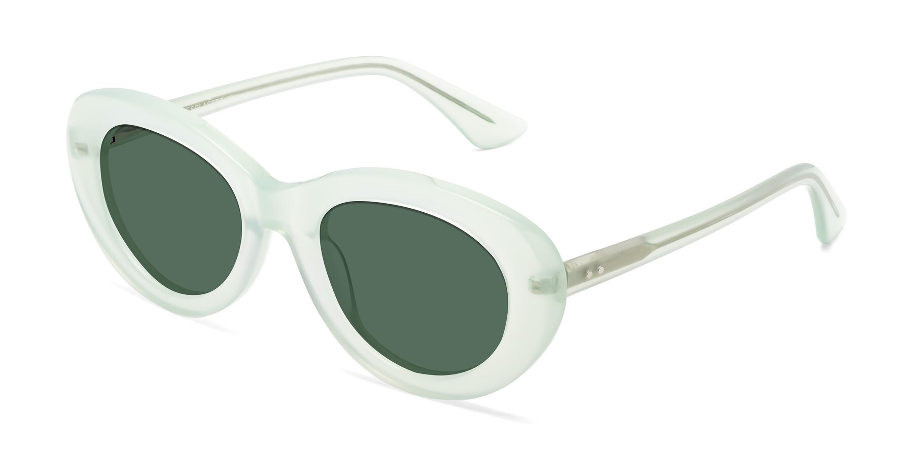 Angle of Taffeta in Light Green with Green Polarized Lenses