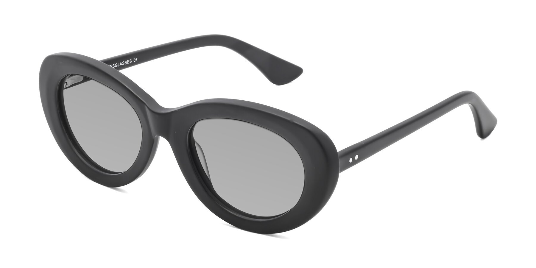 Angle of Taffeta in Matte Black with Light Gray Tinted Lenses