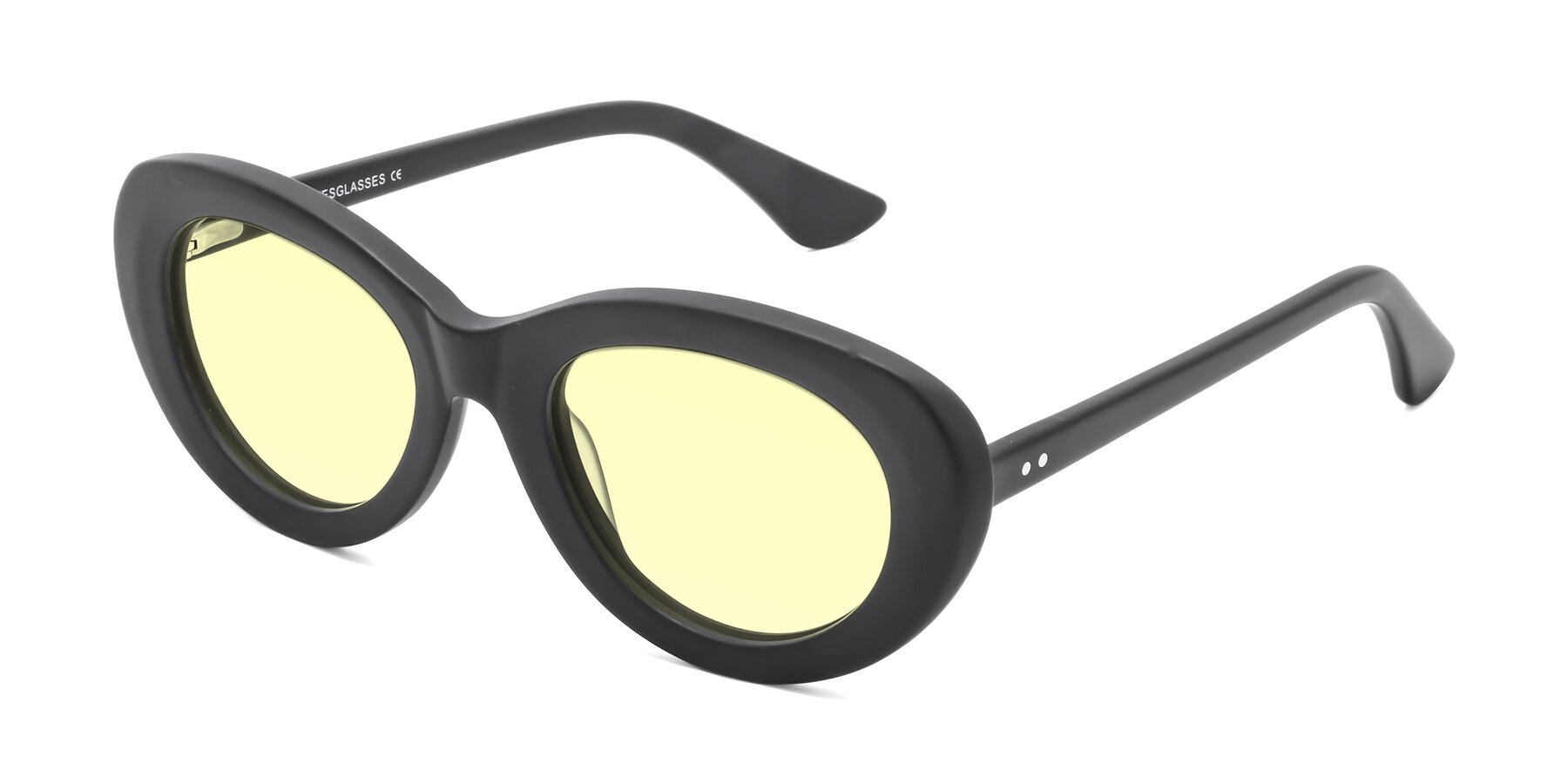 Angle of Taffeta in Matte Black with Light Yellow Tinted Lenses