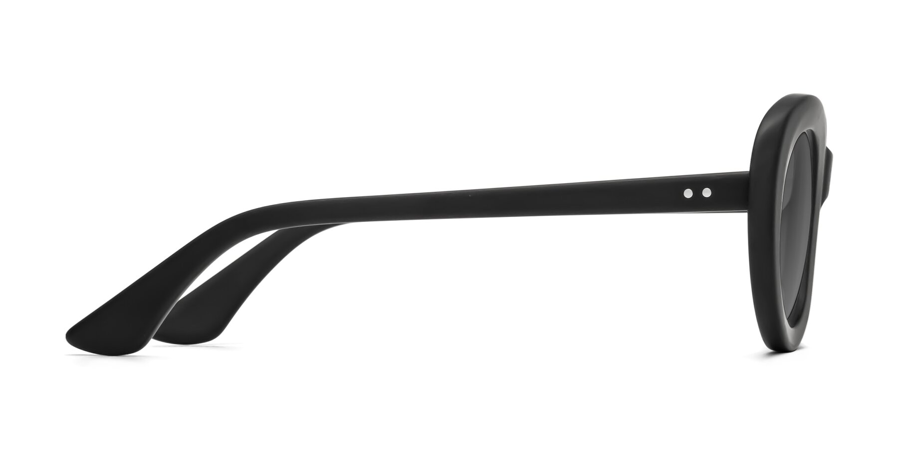 Side of Taffeta in Matte Black with Medium Gray Tinted Lenses
