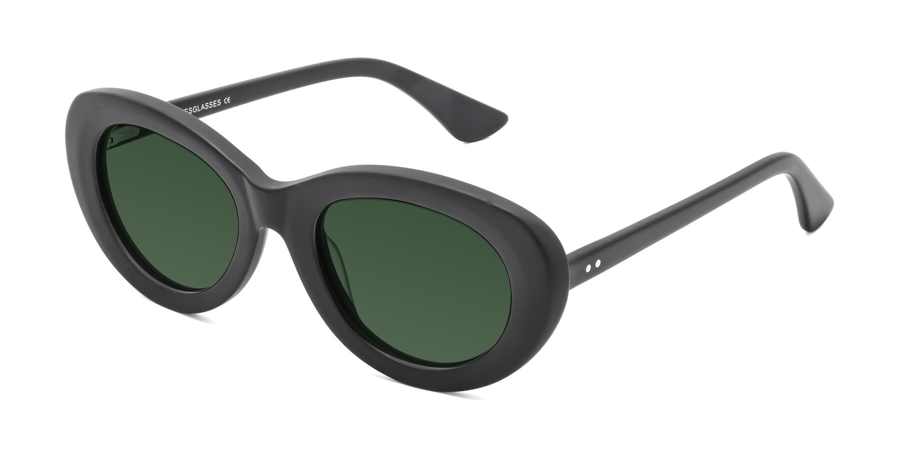 Angle of Taffeta in Matte Black with Green Tinted Lenses