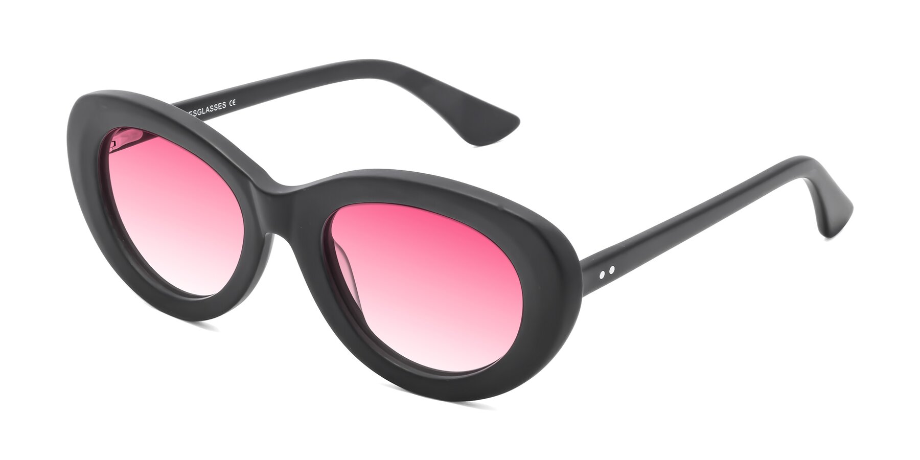 Angle of Taffeta in Matte Black with Pink Gradient Lenses