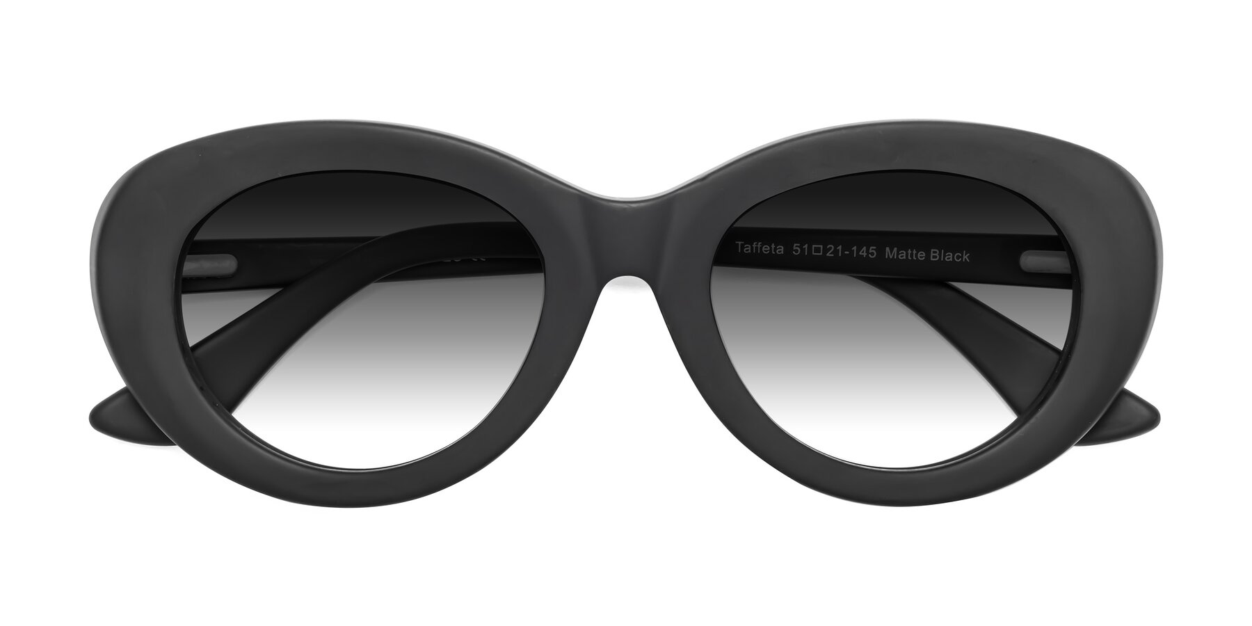 Folded Front of Taffeta in Matte Black with Gray Gradient Lenses