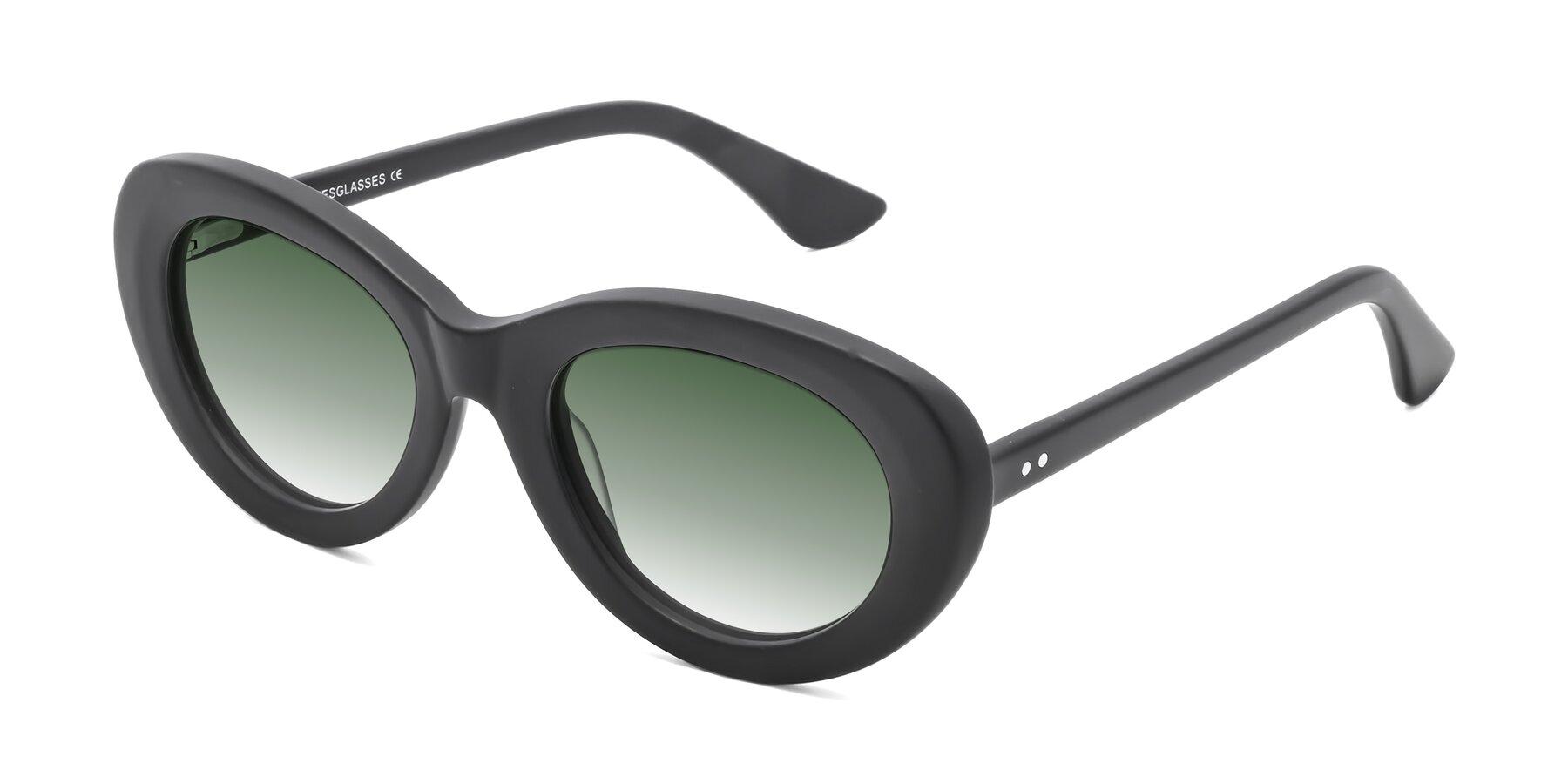 Angle of Taffeta in Matte Black with Green Gradient Lenses