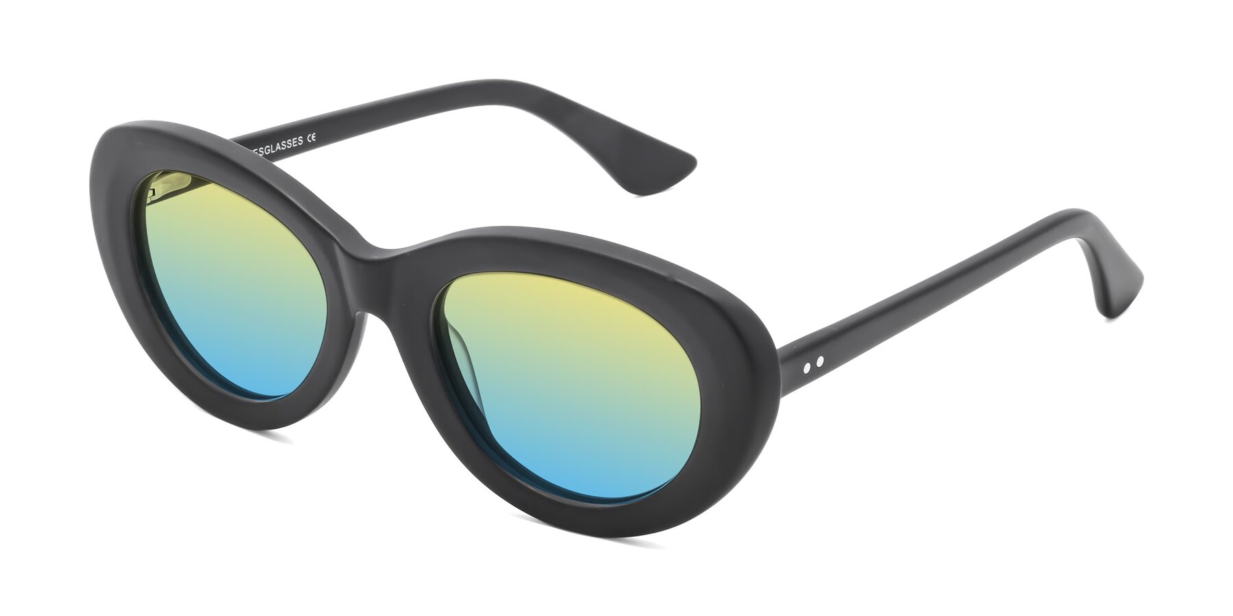 Angle of Taffeta in Matte Black with Yellow / Blue Gradient Lenses