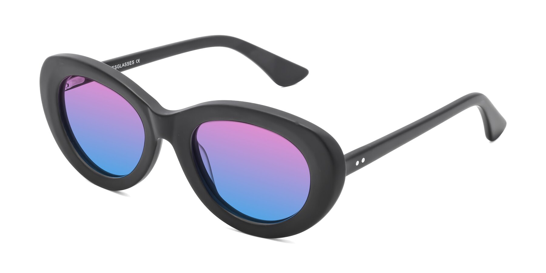 Angle of Taffeta in Matte Black with Pink / Blue Gradient Lenses