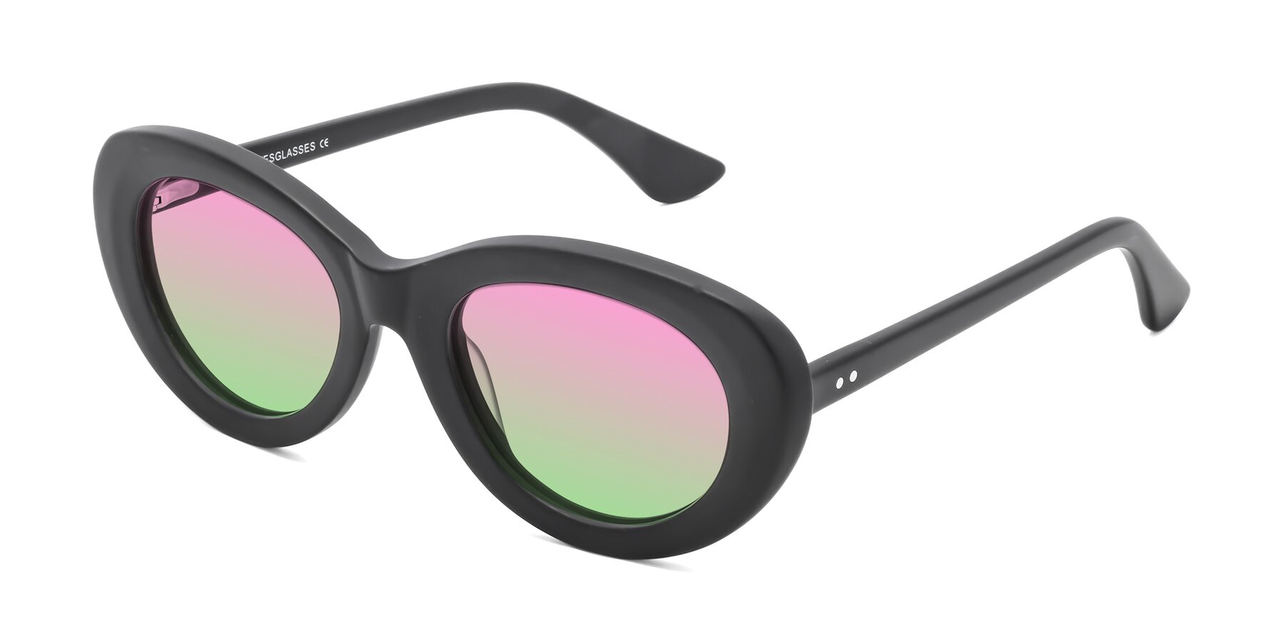 Angle of Taffeta in Matte Black with Pink / Green Gradient Lenses