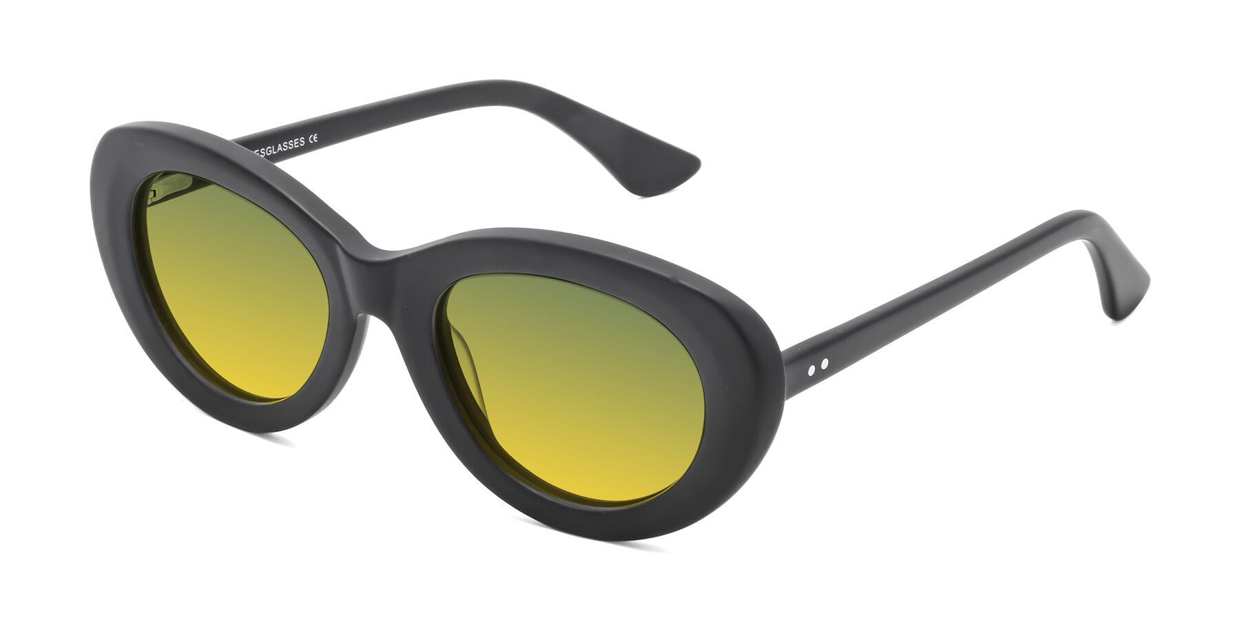 Angle of Taffeta in Matte Black with Green / Yellow Gradient Lenses