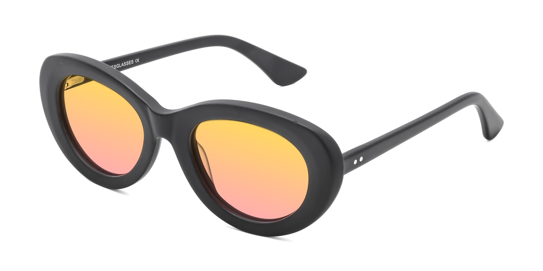 Angle of Taffeta in Matte Black with Yellow / Pink Gradient Lenses