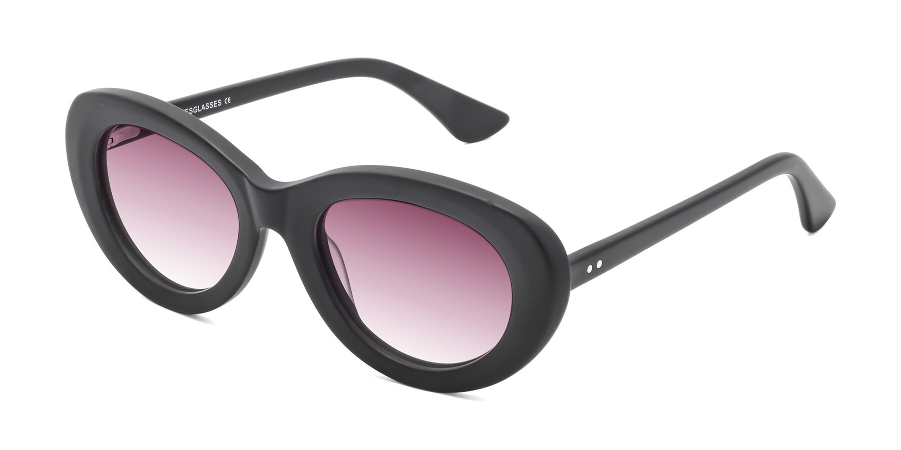 Angle of Taffeta in Matte Black with Wine Gradient Lenses