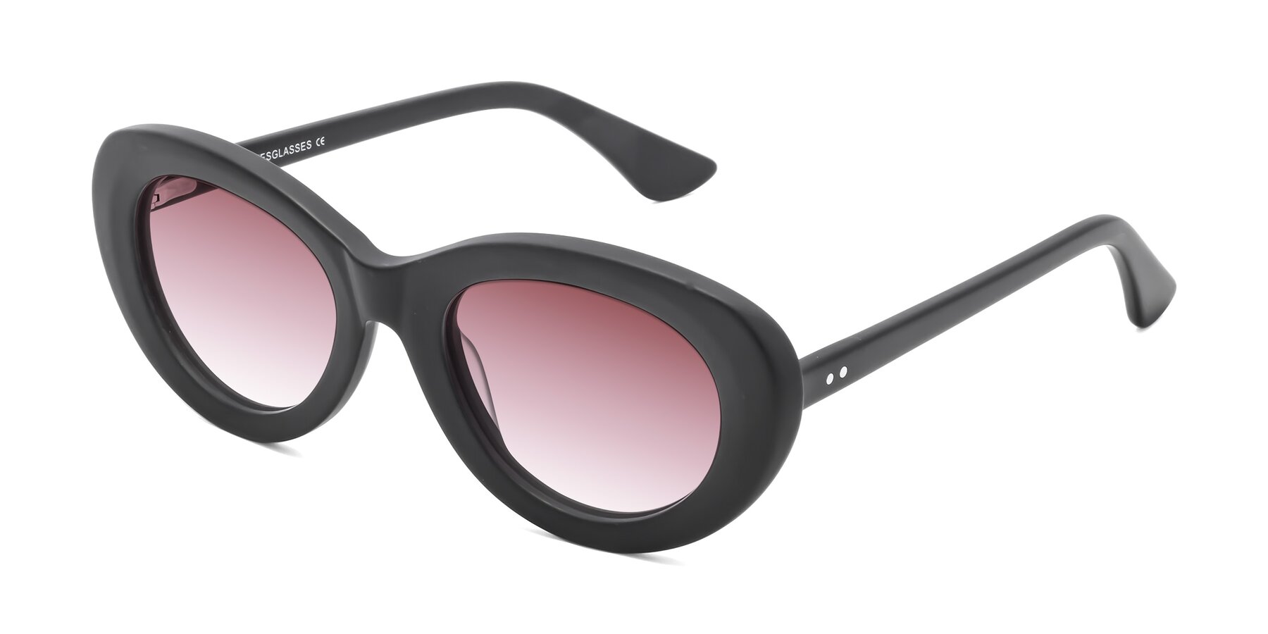 Angle of Taffeta in Matte Black with Garnet Gradient Lenses