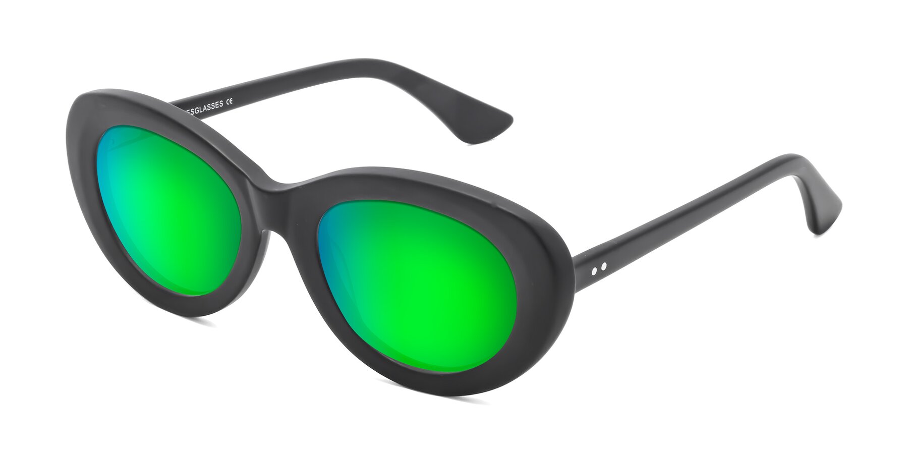 Angle of Taffeta in Matte Black with Green Mirrored Lenses