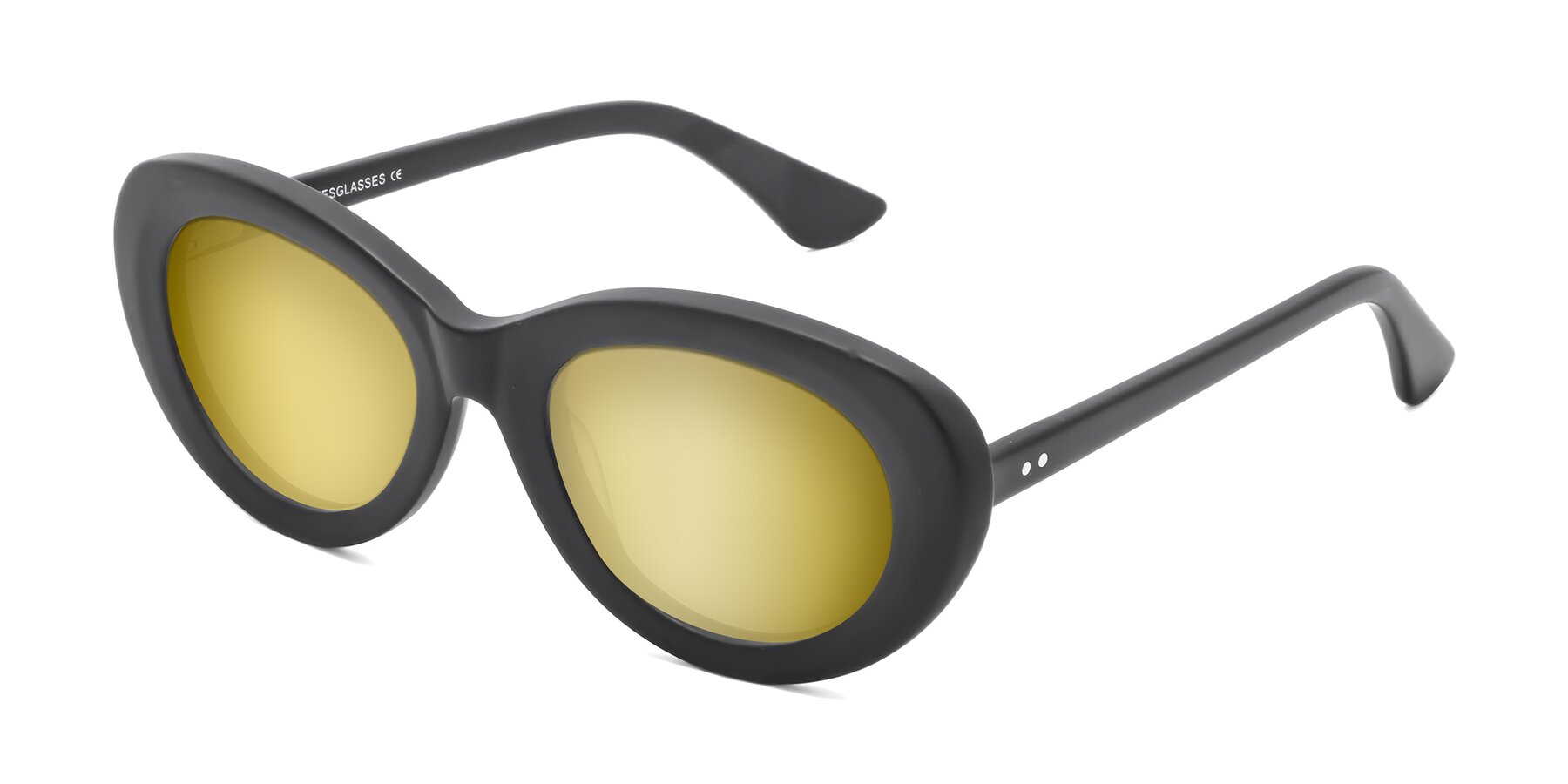 Angle of Taffeta in Matte Black with Gold Mirrored Lenses