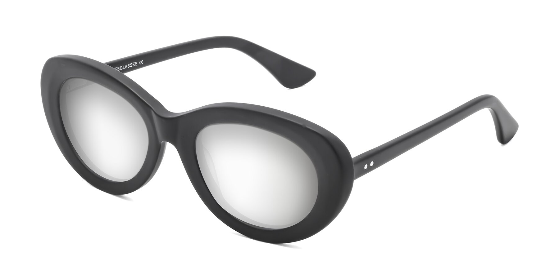 Angle of Taffeta in Matte Black with Silver Mirrored Lenses