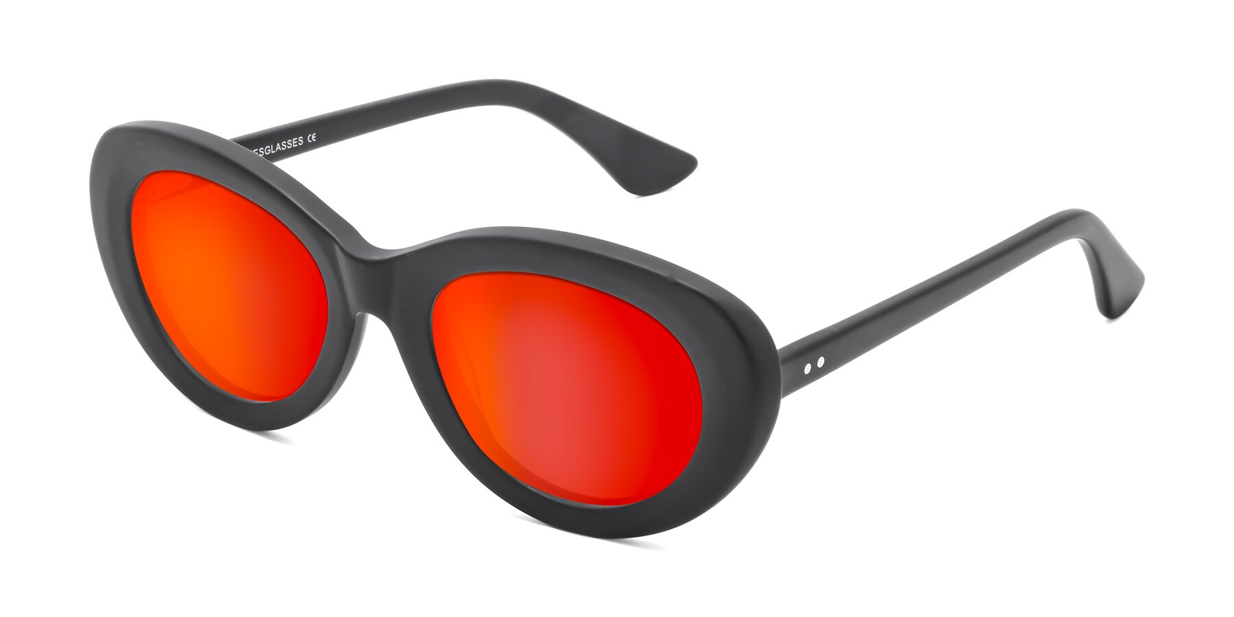 Angle of Taffeta in Matte Black with Red Gold Mirrored Lenses