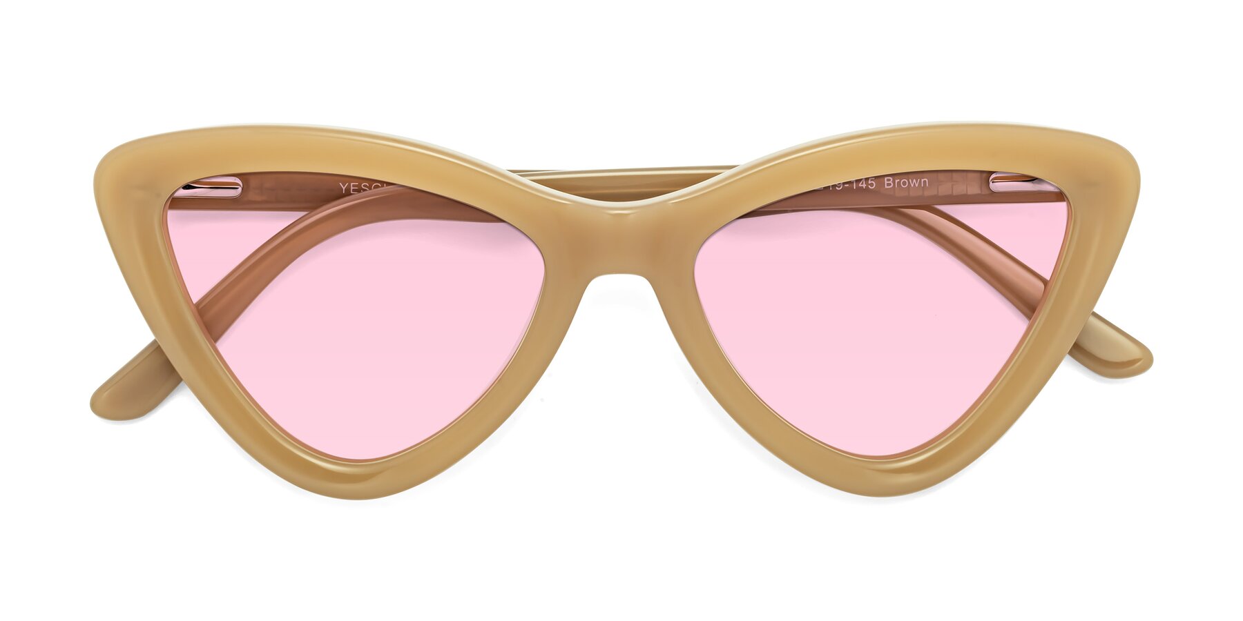 Folded Front of Candy in Brown with Light Pink Tinted Lenses