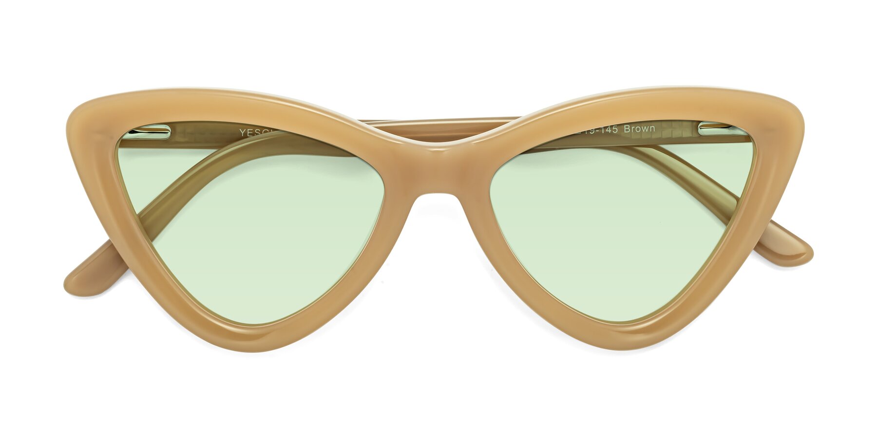 Folded Front of Candy in Brown with Light Green Tinted Lenses