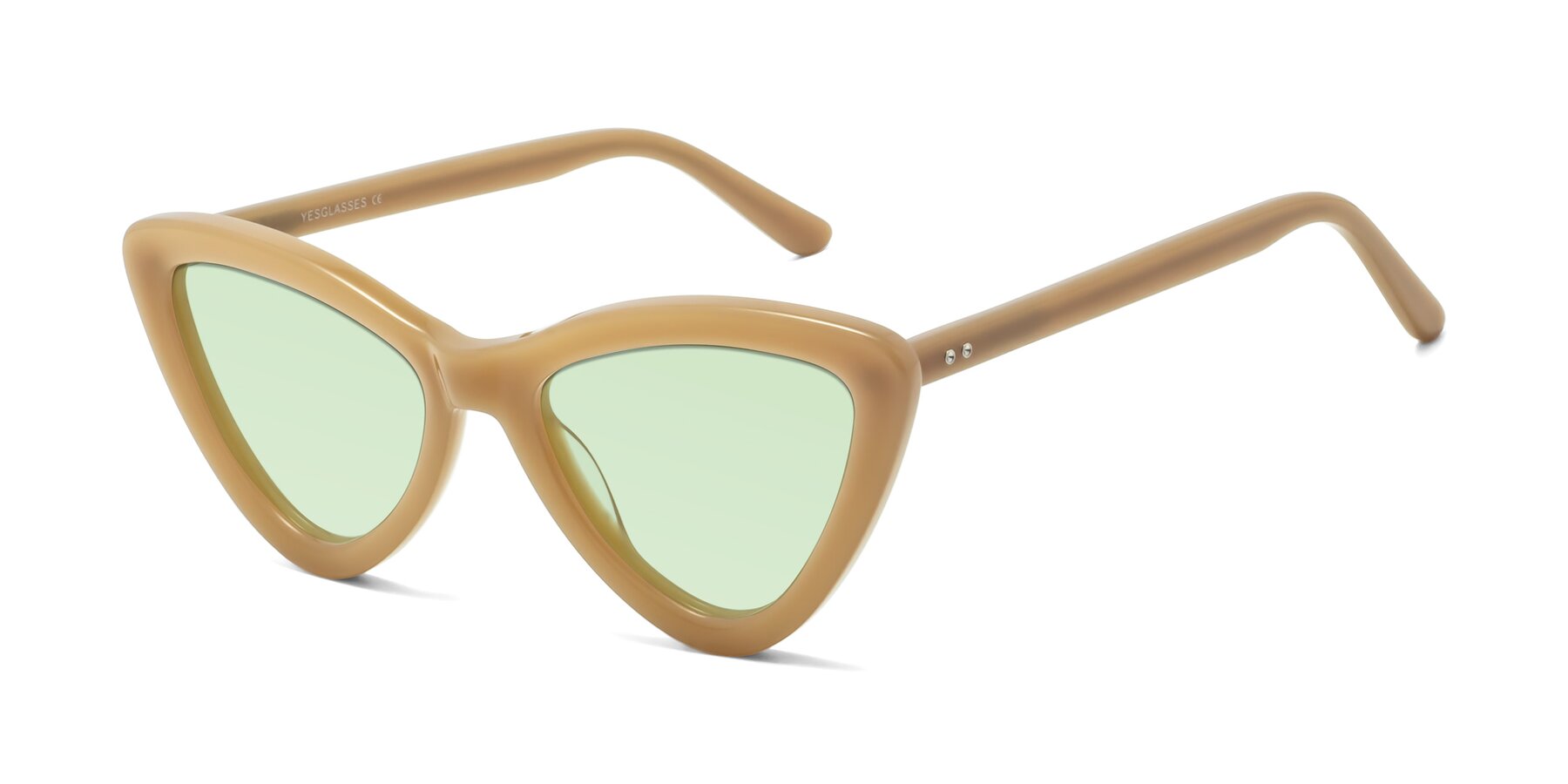 Angle of Candy in Brown with Light Green Tinted Lenses