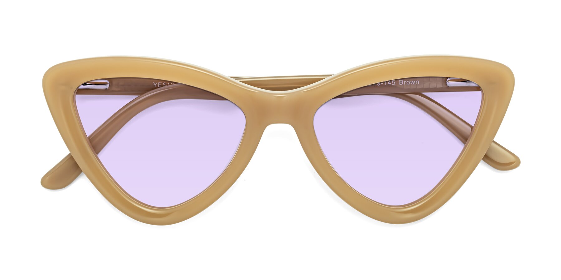 Folded Front of Candy in Brown with Light Purple Tinted Lenses
