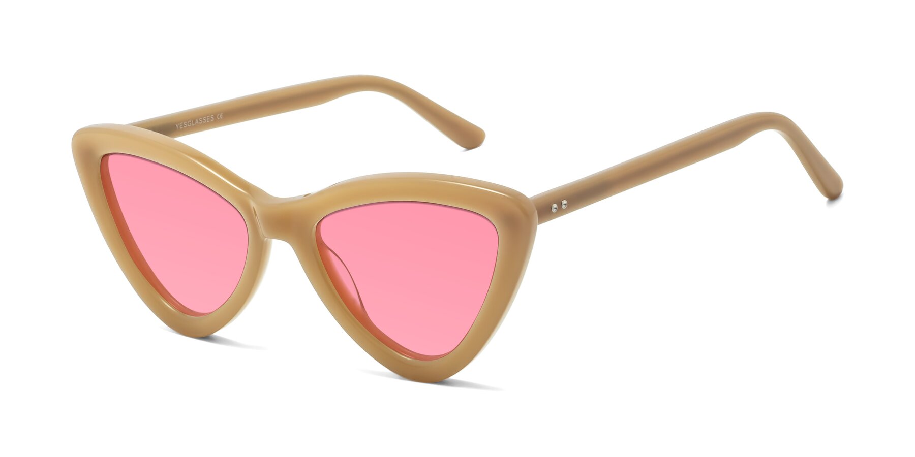 Angle of Candy in Brown with Pink Tinted Lenses